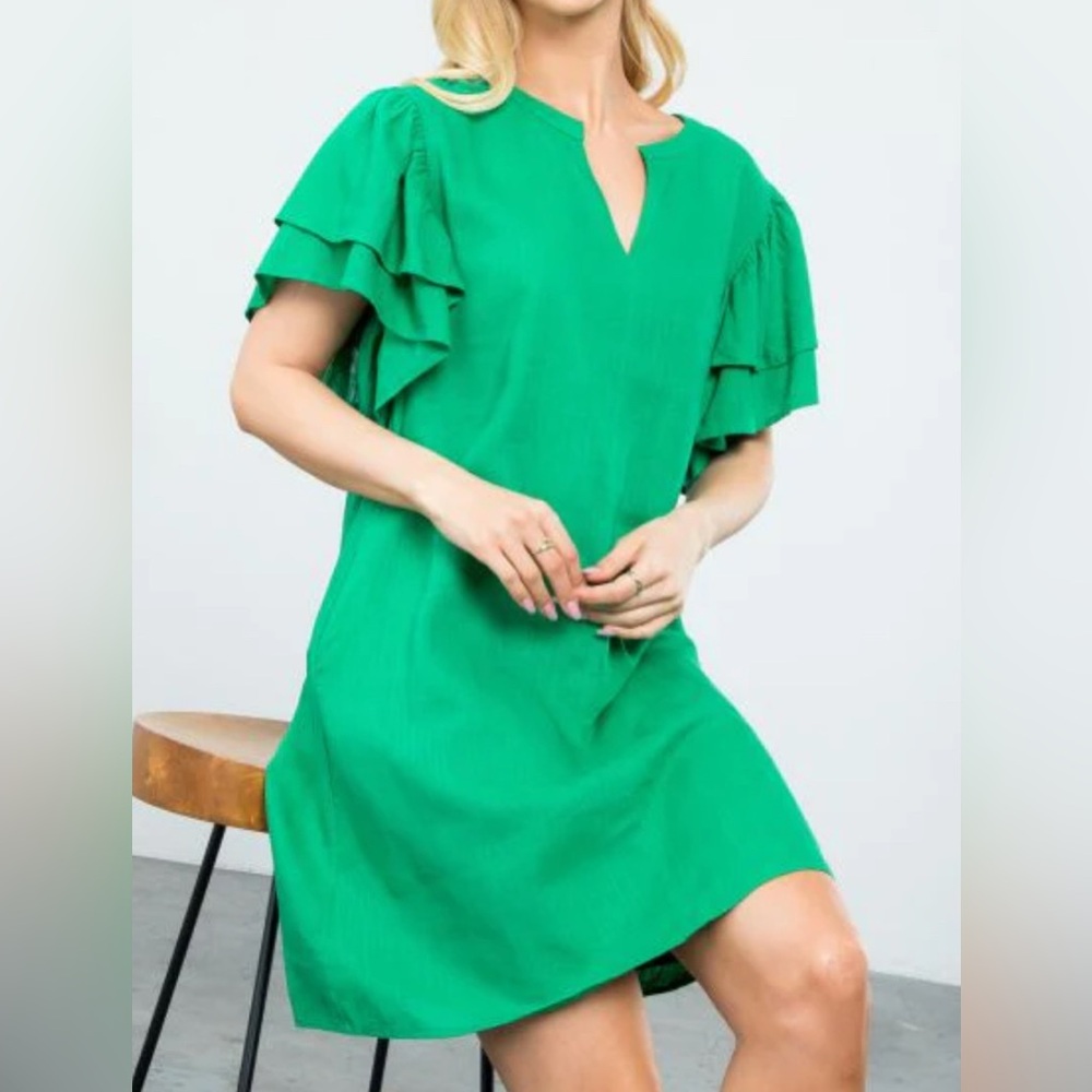 THML Tessa Flutter Sleeve V-Neck Dress